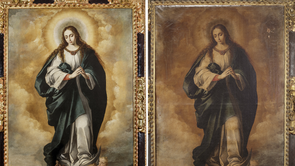 Concluye la restauración de dos lienzos de la Parroquia de San Vicente