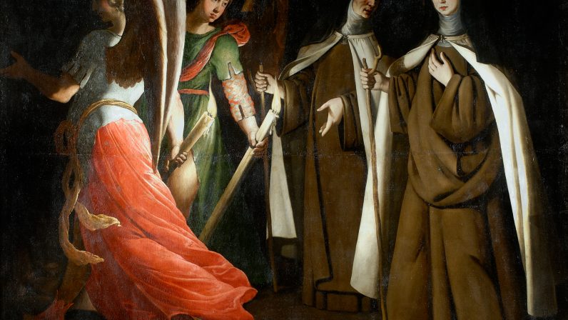 IV Centenario de la canonización de 1622 (III): Santa Teresa de Jesús guiada por los ángeles, Convento del Santo Ángel, Sevilla.