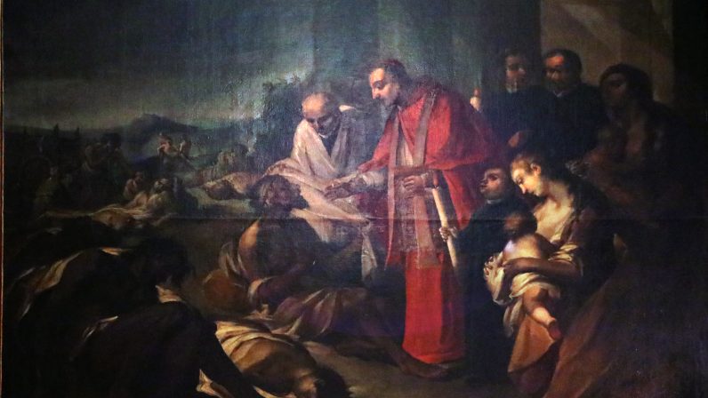 San Carlos de Borromeo dando la comunión a los apestados de Milán
