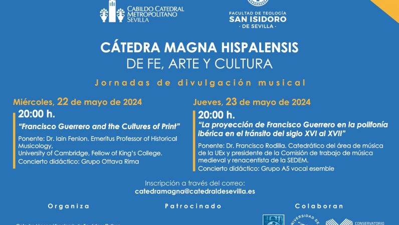 La Cátedra Magna Hispalensis organiza las jornadas de divulgación musical los días 22 y 23 de mayo
