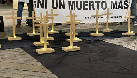 Cruces en la Plaza Virgen de los Reyes por las ocho víctimas en accidente laboral este año en Sevilla